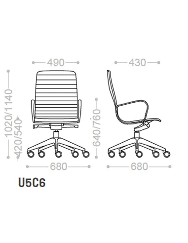 Кресло VAGHI UNION U5C6B со средней спинкой