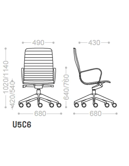 Кресло VAGHI UNION U5C6B со средней спинкой