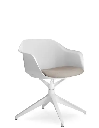 Крісло для відвідувача LD SEATING RIVA RI-01, F01-WH, з м'яким сидінням