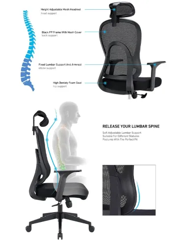 Крісло KRESLALUX GO-SIT 645-1A BLACK, ергономічне