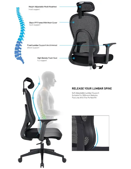 Крісло KRESLALUX GO-SIT 645-1A BLACK, ергономічне