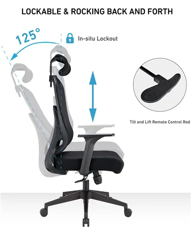 Крісло KRESLALUX GO-SIT 645-1A BLACK, ергономічне