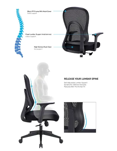 Крісло KRESLALUX GO-SIT 645-1B BLACK, ергономічне