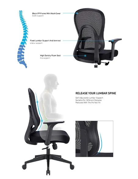 Крісло KRESLALUX GO-SIT 645-1B BLACK, ергономічне