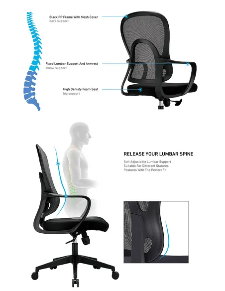 Крісло KRESLALUX GO-SIT 645-B BLACK, ергономічне
