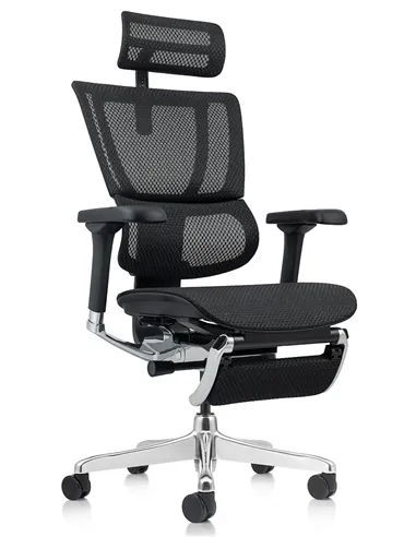 Кресло MIRUS-IOO 2 (IOOE2-AB-HAM-5D-L-LMT, сетка Т-168-B1-BLACK), эргономичное, с подставкой под ноги