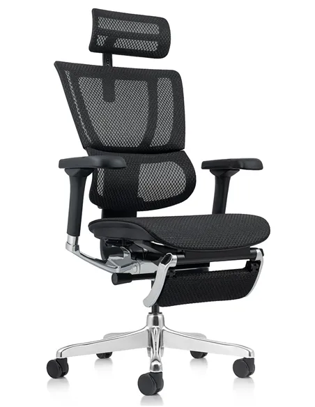 Кресло MIRUS-IOO 2 (IOOE2-AB-HAM-5D-L-LMT, сетка Т-168-B1-BLACK), эргономичное, с подставкой под ноги