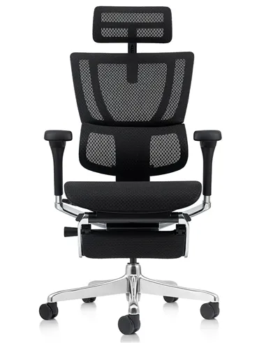 Кресло MIRUS-IOO 2 (IOOE2-AB-HAM-5D-L-LMT, сетка Т-168-B1-BLACK), эргономичное, с подставкой под ноги