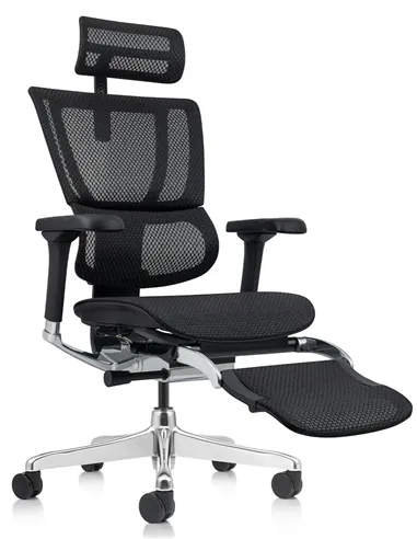 Кресло MIRUS-IOO 2 (IOOE2-AB-HAM-5D-L-LMT, сетка Т-168-B1-BLACK), эргономичное, с подставкой под ноги