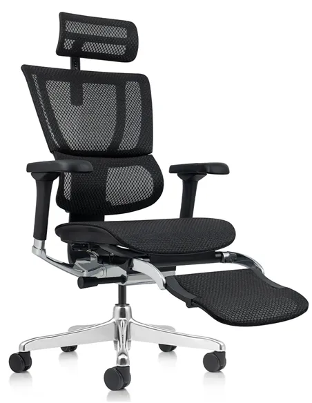 Кресло MIRUS-IOO 2 (IOOE2-AB-HAM-5D-L-LMT, сетка Т-168-B1-BLACK), эргономичное, с подставкой под ноги
