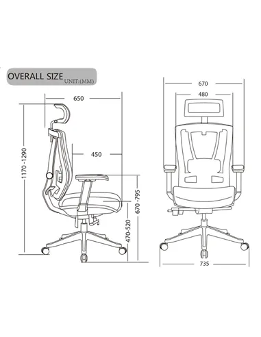 Крісло ERGO CHAIR 2 GREY ергономічне