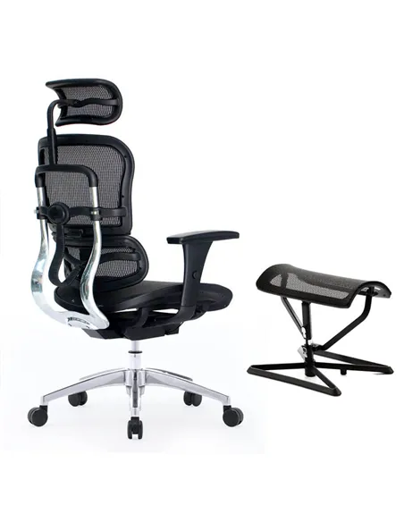Підставка для ніг COMFORT OTTOMAN BLACK з регулюванням висоти, сітчаста