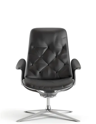 Лаунж-кресло KRESLALUX PRIME-ON-M BLACK, кожаное
