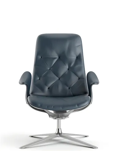 Лаунж-крісло KRESLALUX PRIME-ON-M DARK BLUE, шкіряне