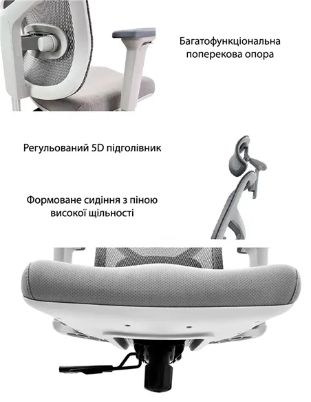 Кресло HOOKAY STAR 2 GREY (STE2-MF01-NG) для оператора, эргономичное