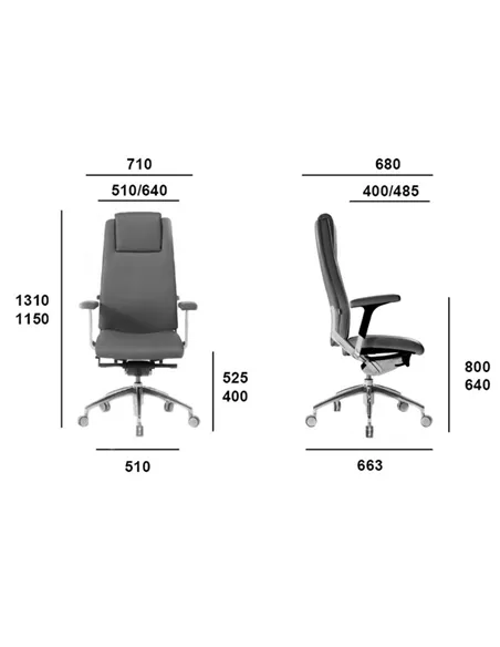 Крісло SITIA BLACK OR WHITE HIGH BACK для керівника, шкіряне