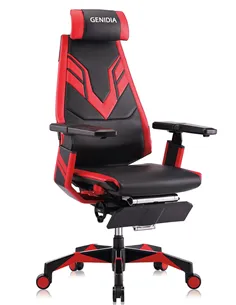 Кресло компьютерное GENIDIA GAMING (M-GN-BB-HAL-ML-RE), эргономичное, с подставкой для ног