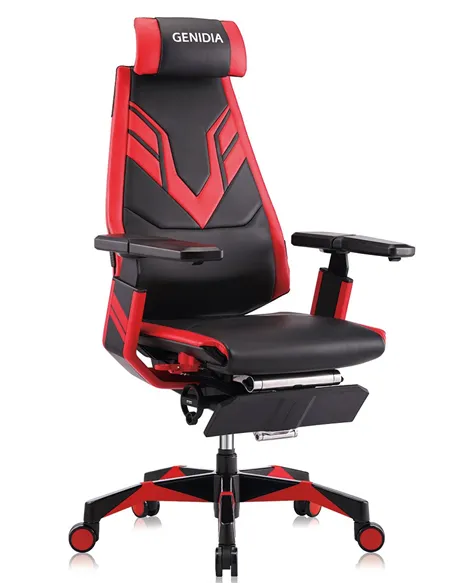 Кресло компьютерное GENIDIA GAMING (M-GN-BB-HAL-ML-RE), эргономичное, с подставкой для ног