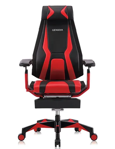 Кресло компьютерное GENIDIA GAMING (M-GN-BB-HAL-ML-RE), эргономичное, с подставкой для ног