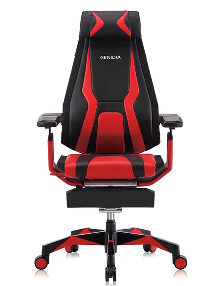 Кресло компьютерное GENIDIA GAMING (M-GN-BB-HAL-ML-RE), эргономичное, с подставкой для ног