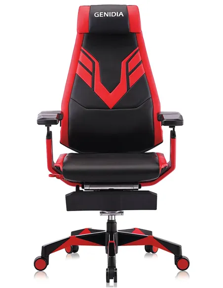 Кресло компьютерное GENIDIA GAMING (M-GN-BB-HAL-ML-RE), эргономичное, с подставкой для ног