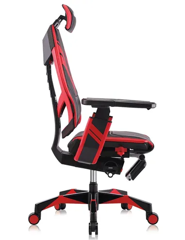 Кресло компьютерное GENIDIA GAMING (M-GN-BB-HAL-ML-RE), эргономичное, с подставкой для ног