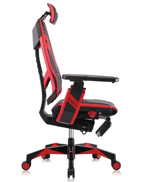 Кресло компьютерное GENIDIA GAMING (M-GN-BB-HAL-ML-RE), эргономичное, с подставкой для ног
