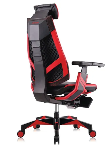 Кресло компьютерное GENIDIA GAMING (M-GN-BB-HAL-ML-RE), эргономичное, с подставкой для ног