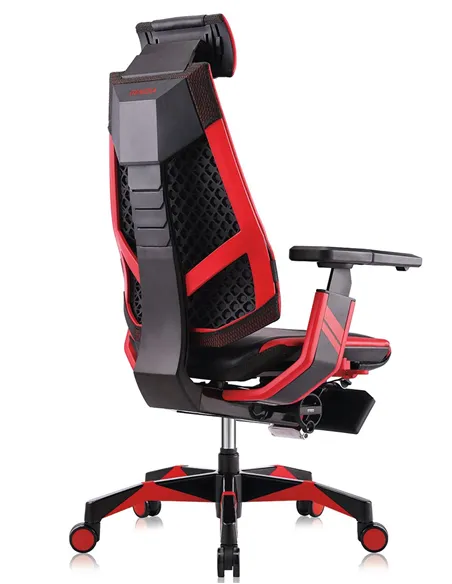 Кресло компьютерное GENIDIA GAMING (M-GN-BB-HAL-ML-RE), эргономичное, с подставкой для ног