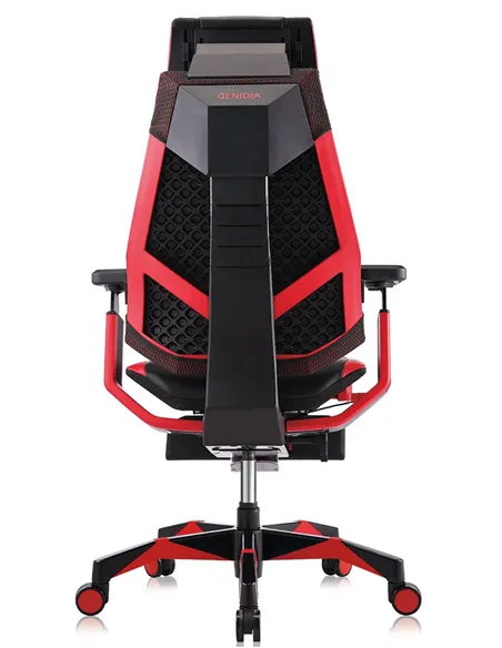Кресло компьютерное GENIDIA GAMING (M-GN-BB-HAL-ML-RE), эргономичное, с подставкой для ног