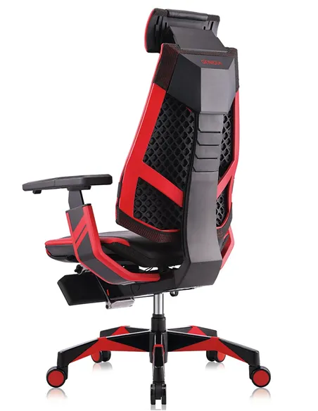Кресло компьютерное GENIDIA GAMING (M-GN-BB-HAL-ML-RE), эргономичное, с подставкой для ног