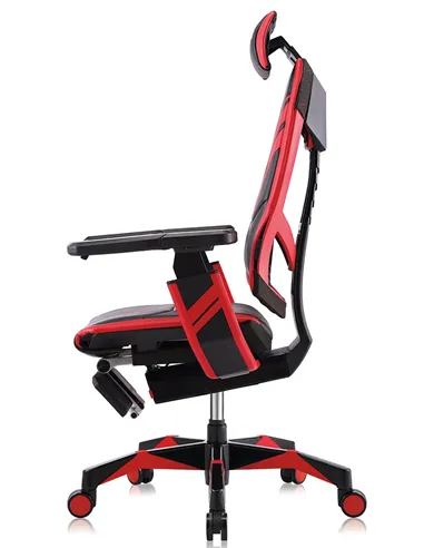 Кресло компьютерное GENIDIA GAMING (M-GN-BB-HAL-ML-RE), эргономичное, с подставкой для ног