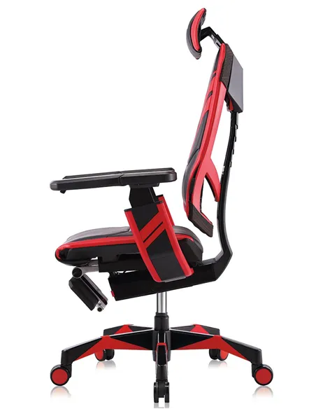 Кресло компьютерное GENIDIA GAMING (M-GN-BB-HAL-ML-RE), эргономичное, с подставкой для ног