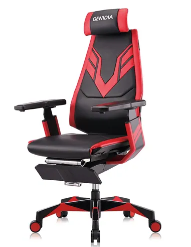 Кресло компьютерное GENIDIA GAMING (M-GN-BB-HAL-ML-RE), эргономичное, с подставкой для ног