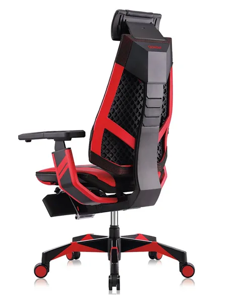 Кресло компьютерное GENIDIA GAMING (M-GN-BB-HAL-ML-RE), эргономичное, с подставкой для ног