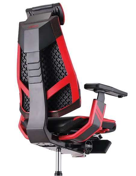 Кресло компьютерное GENIDIA GAMING (M-GN-BB-HAL-ML-RE), эргономичное, с подставкой для ног