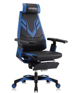 Кресло компьютерное GENIDIA GAMING (M-GN-BB-HAL-ML-BL), эргономичное, с подставкой для ног