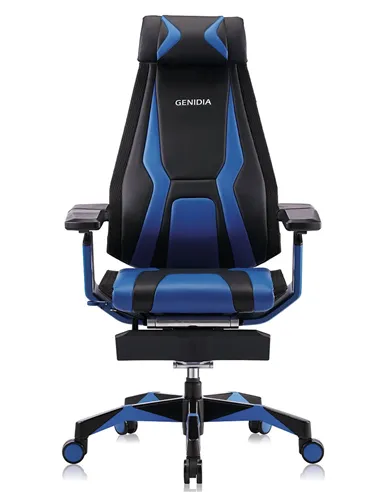 Кресло компьютерное GENIDIA GAMING (M-GN-BB-HAL-ML-BL), эргономичное, с подставкой для ног