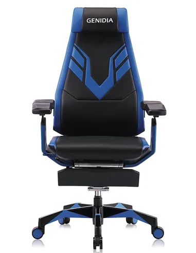 Кресло компьютерное GENIDIA GAMING (M-GN-BB-HAL-ML-BL), эргономичное, с подставкой для ног