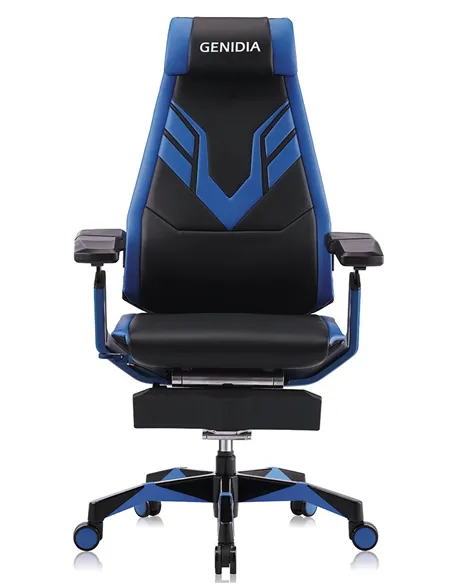 Кресло компьютерное GENIDIA GAMING (M-GN-BB-HAL-ML-BL), эргономичное, с подставкой для ног
