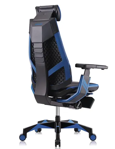 Кресло компьютерное GENIDIA GAMING (M-GN-BB-HAL-ML-BL), эргономичное, с подставкой для ног