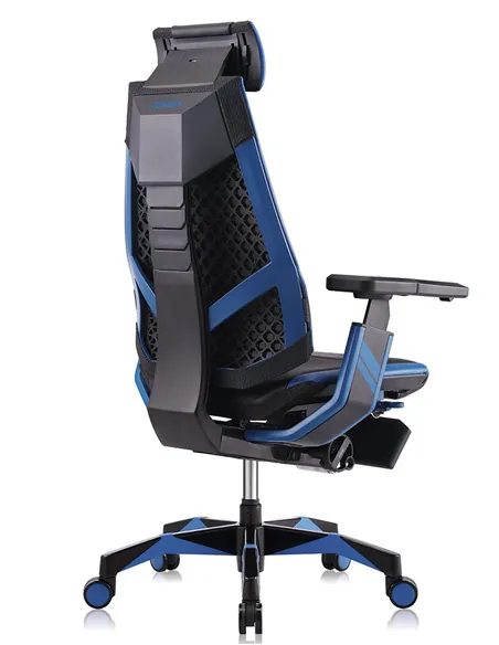 Кресло компьютерное GENIDIA GAMING (M-GN-BB-HAL-ML-BL), эргономичное, с подставкой для ног