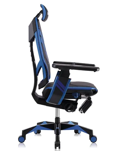 Кресло компьютерное GENIDIA GAMING (M-GN-BB-HAL-ML-BL), эргономичное, с подставкой для ног