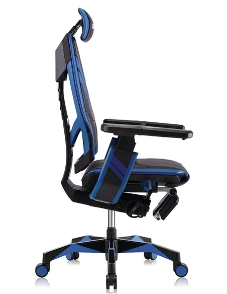 Кресло компьютерное GENIDIA GAMING (M-GN-BB-HAL-ML-BL), эргономичное, с подставкой для ног