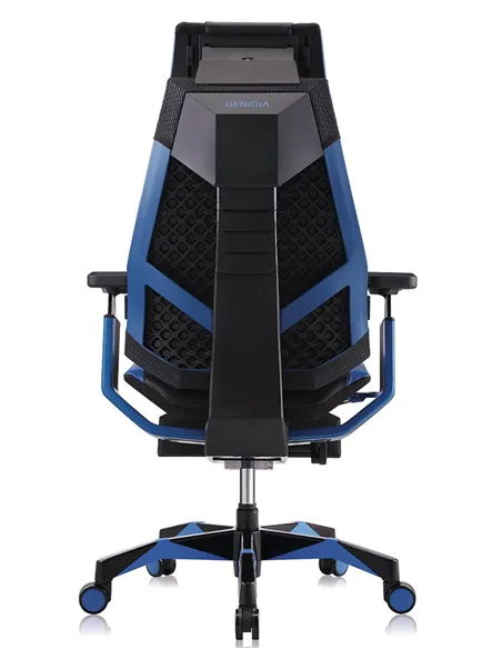 Кресло компьютерное GENIDIA GAMING (M-GN-BB-HAL-ML-BL), эргономичное, с подставкой для ног