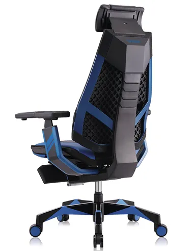 Кресло компьютерное GENIDIA GAMING (M-GN-BB-HAL-ML-BL), эргономичное, с подставкой для ног