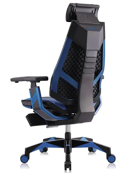 Кресло компьютерное GENIDIA GAMING (M-GN-BB-HAL-ML-BL), эргономичное, с подставкой для ног