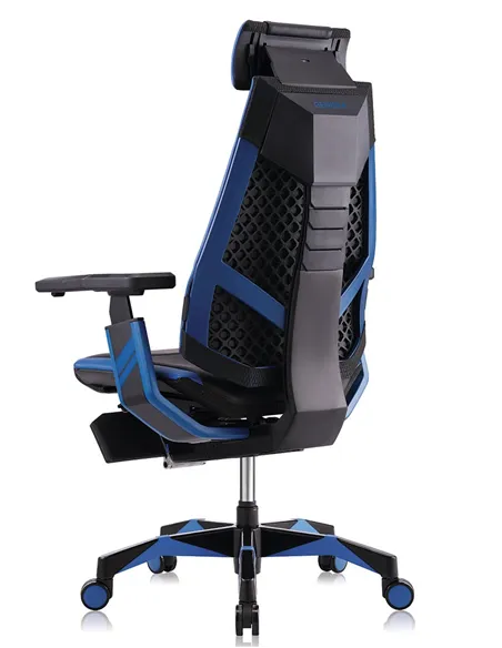 Кресло компьютерное GENIDIA GAMING (M-GN-BB-HAL-ML-BL), эргономичное, с подставкой для ног