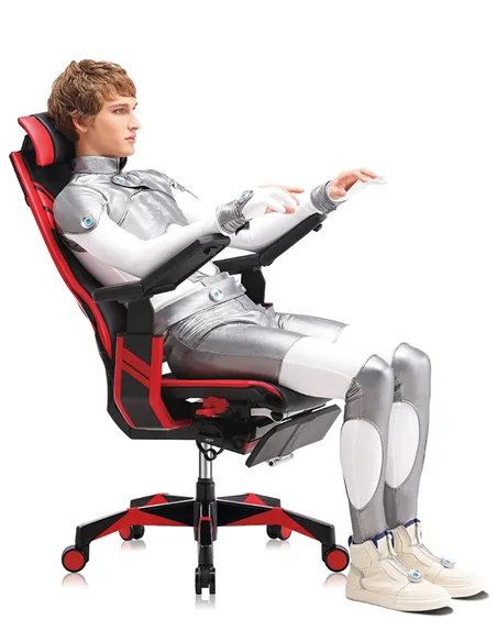 Кресло компьютерное GENIDIA GAMING (M-GN-BB-HAL-ML-BL), эргономичное, с подставкой для ног