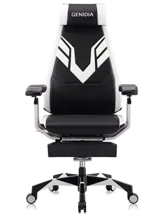 Кресло компьютерное GENIDIA GAMING (M-GN-BB-HAL-ML-WT), эргономичное, с подставкой для ног 2